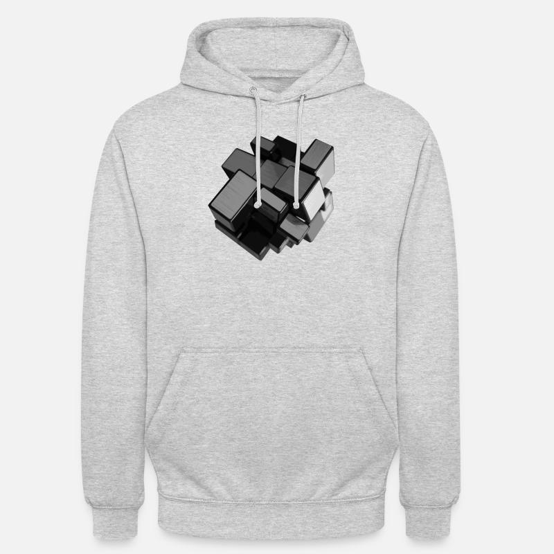 Silver-grey unstructured cube in perspective - Unisex Hoodie - light heather grey