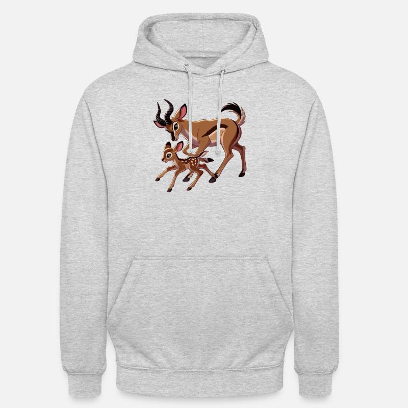Antilopenmutter mit Jungtieren - Unisex Hoodie - Hellgrau meliert