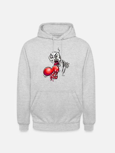 Horror Herz - Unisex Hoodie - Hellgrau meliert