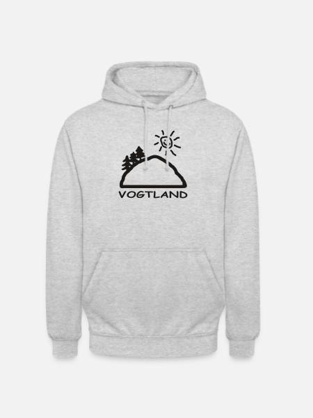 Logo: VOGTLAND - Unisex Hoodie - Hellgrau meliert