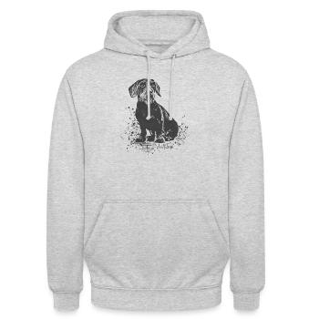 Dackel Rauhaardackel- Ein toller Dackelmann - Unisex Hoodie - Hellgrau meliert - Vorne - Alina (178cm) & Michal (187cm)
