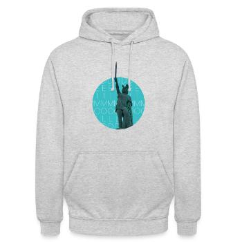 Hermannsdenkmal in Detmold - Unisex Hoodie - Hellgrau meliert - Vorne - Alina (178cm) & Michal (187cm)