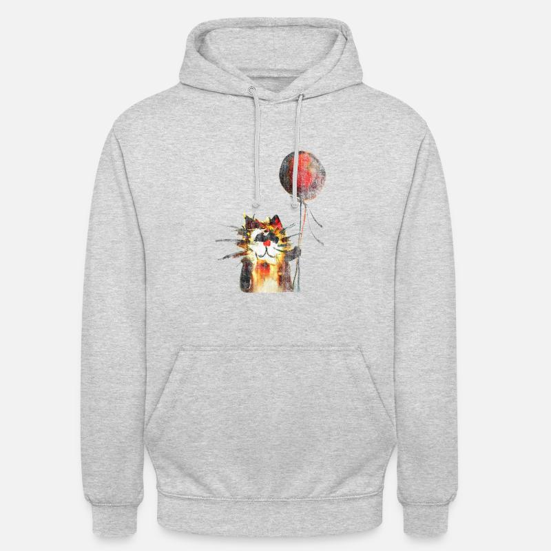 Chat mignon avec ballon - Sweat-shirt à capuche unisexe - gris clair chiné