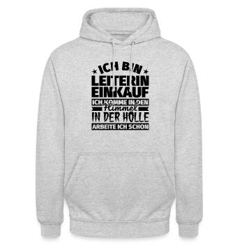 Leiterin Einkauf Geschenk lustig Himmel Hölle - Unisex Hoodie - Hellgrau meliert - Vorne - Alina (178cm) & Michal (187cm)