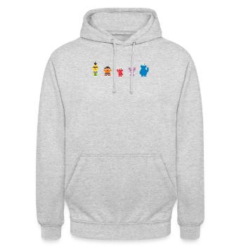 Sesamstraße Pixeldesign Charaktere - Unisex Hoodie - Hellgrau meliert - Vorne - Alina (178cm) & Michal (187cm)