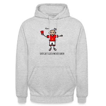 Schiedsrichter Zwei Rote Karten - Unisex Hoodie - Hellgrau meliert - Vorne - Alina (178cm) & Michal (187cm)