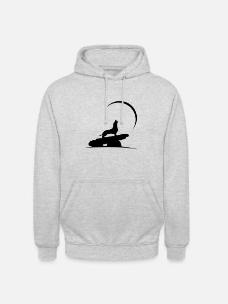 Vollmond Dackel - Unisex Hoodie - Hellgrau meliert