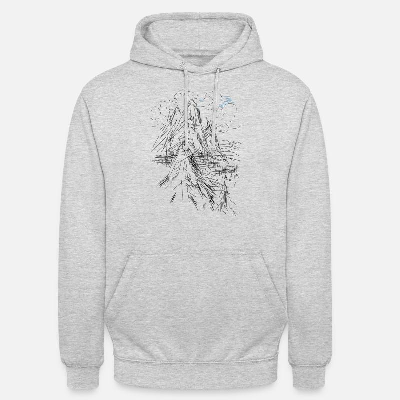 Dessin de montagne - Sweat-shirt à capuche unisexe - gris clair chiné