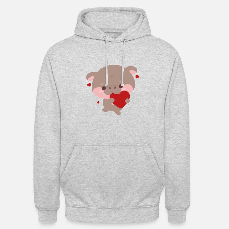 Moo Deng Hippo Heart - Unisex-hettegenser - lysgrå melert