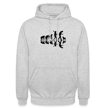 Evolution Bouledogue Français Frenchie Dog Lover Bulldo - Sweat-shirt à capuche unisexe - gris clair chiné - Devant - Alina (178cm) & Michal (187cm)