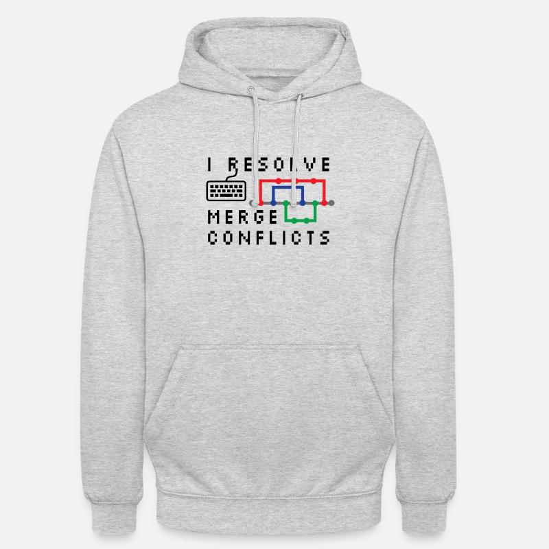 I Resolve Merge Conflicts Coding Programming Devel - Unisex Hoodie - Hellgrau meliert