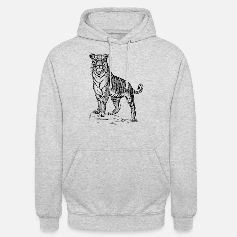 Tiger black and withe - Unisex Hoodie - light heather grey