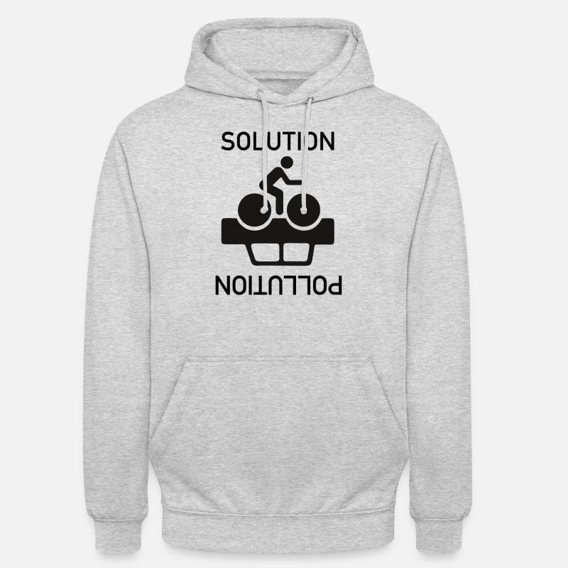 Le vélo est la solution pour les voitures POLLUTION - Sweat-shirt à capuche unisexe - gris clair chiné
