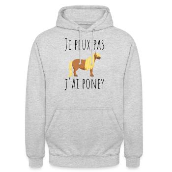 Je peux pas j'ai poney - Sweat-shirt à capuche unisexe - gris clair chiné - Devant - Alina (178cm) & Michal (187cm)