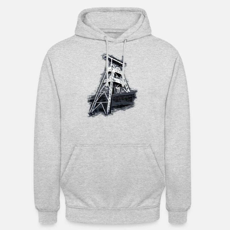 Herten Colliery Ewald Puits 7 - Sweat-shirt à capuche unisexe - gris clair chiné