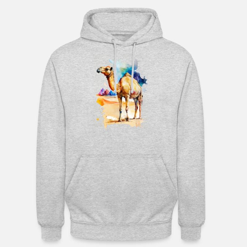 Chameau dans le désert - Sweat-shirt à capuche unisexe - gris clair chiné