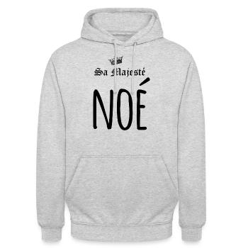 Sa majesté Noé - Sweat-shirt à capuche unisexe - gris clair chiné - Devant - Alina (178cm) & Michal (187cm)