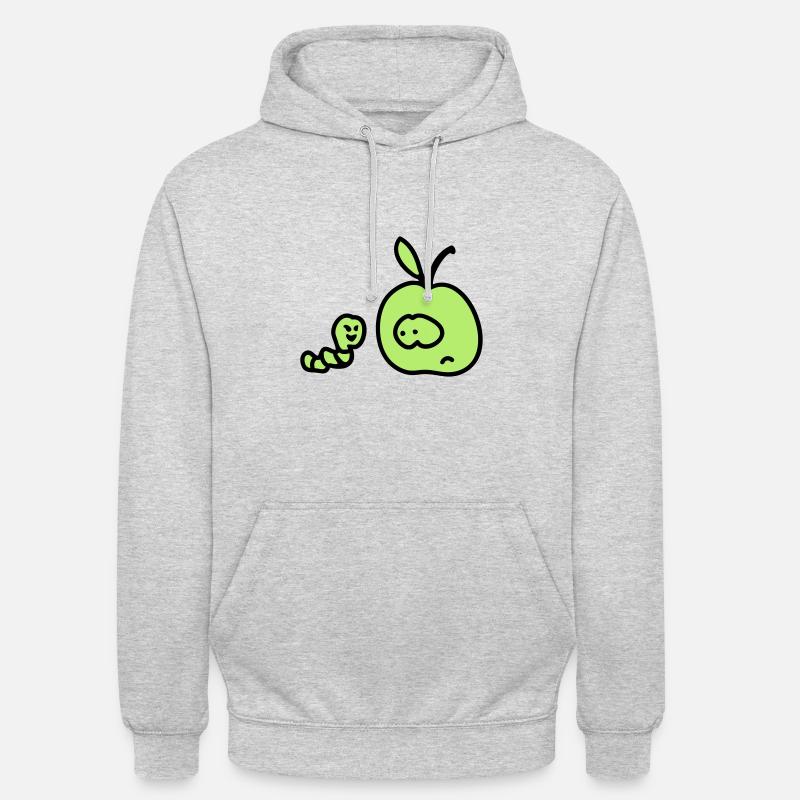 Wurm trifft Apfel - Unisex Hoodie - Hellgrau meliert