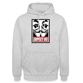 Anonymous - Expect us - We are legion - Unisex Hoodie - Hellgrau meliert - Vorne - Alina (178cm) & Michal (187cm)