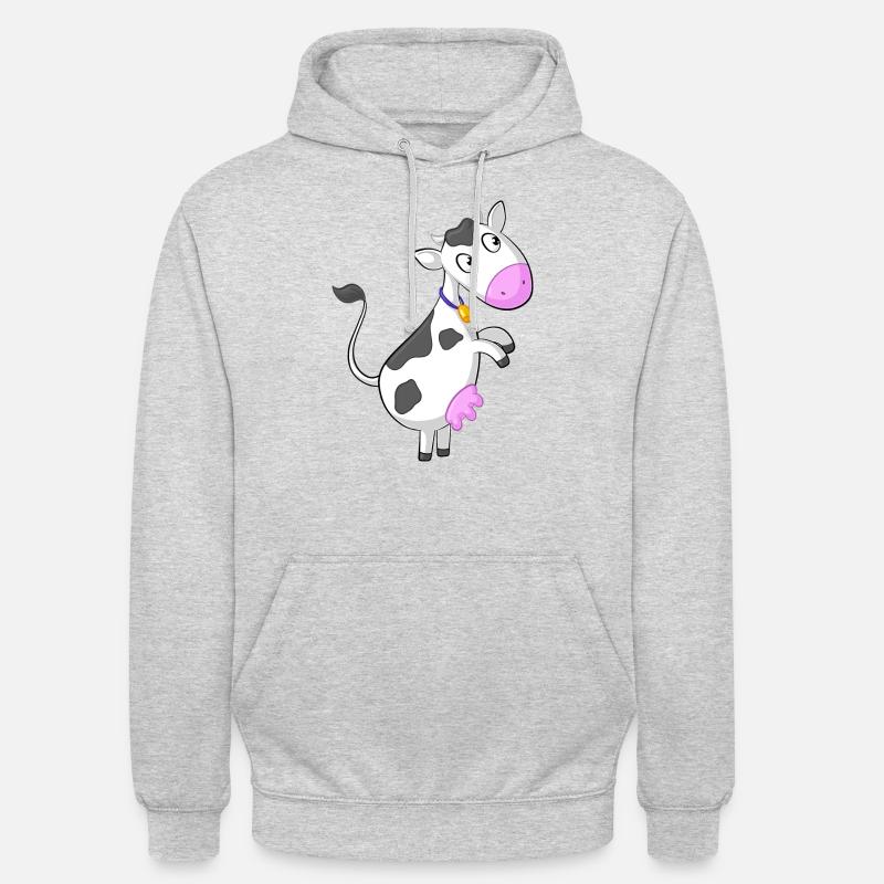 bande dessinée de vache curieuse - Sweat-shirt à capuche unisexe - gris clair chiné