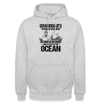 Fishing Granddad Grandpa Fisherman Grandkid Funny - Unisex Hoodie - light heather grey - Front - Alina (178cm) & Michal (187cm)