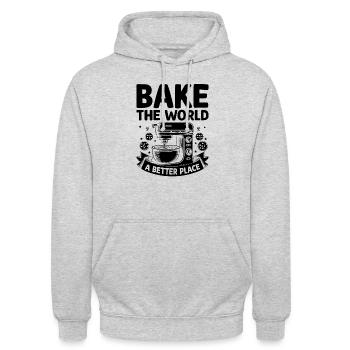 Cuire le monde A Better Place Boulanger Pâtisserie Pâtisserie - Sweat-shirt à capuche unisexe - gris clair chiné - Devant - Alina (178cm) & Michal (187cm)