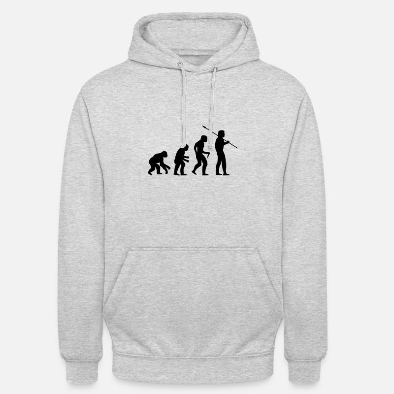 EVOLUTION Abe til menneske - Hættetrøje unisex - lysegrå meleret