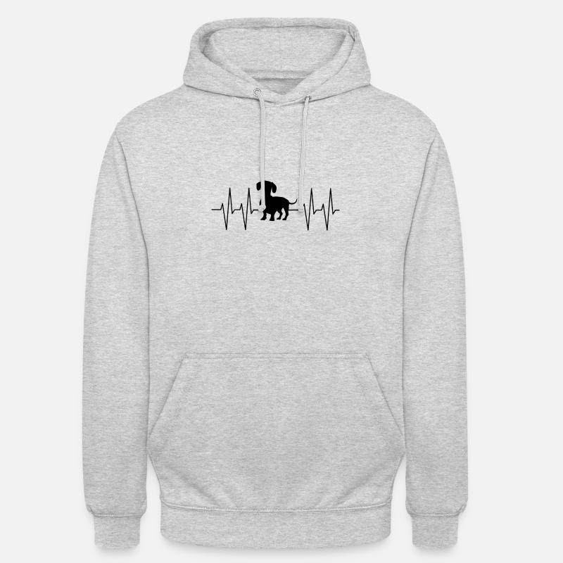 Teckel Teckel avec ligne de cœur mon teckel - Sweat-shirt à capuche unisexe - gris clair chiné