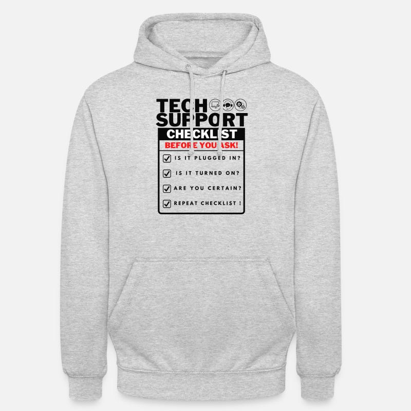 Funny Tech Support Checklist - Unisex Hoodie - light heather grey