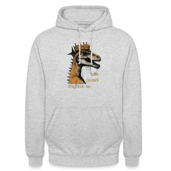 Dino mit Krone - Unisex Hoodie - Hellgrau meliert - Vorne - Alina (178cm) & Michal (187cm)