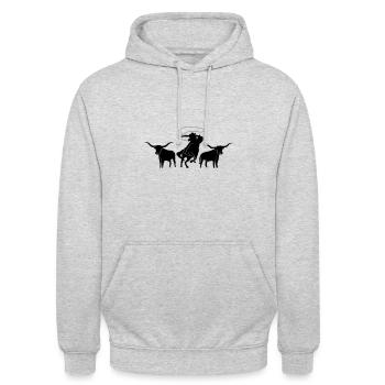 Cowboy Lasso Rinder - Unisex Hoodie - Hellgrau meliert - Vorne - Alina (178cm) & Michal (187cm)