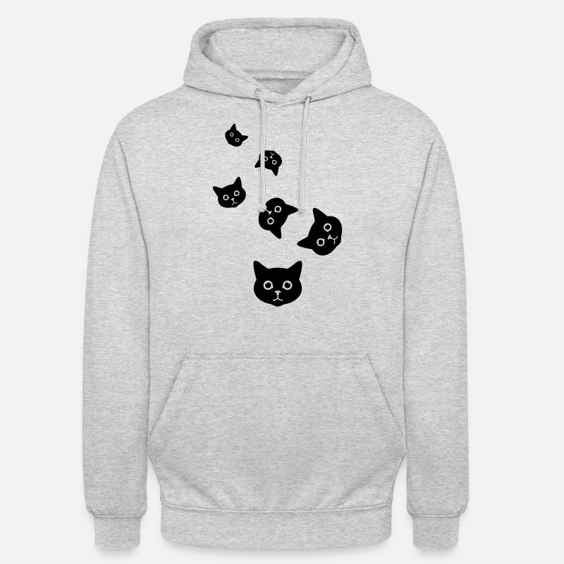 Tête de chat - Sweat-shirt à capuche unisexe - gris clair chiné