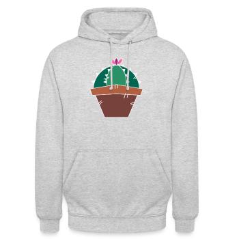 Kaktus-Sukkulente - Unisex Hoodie - Hellgrau meliert - Vorne - Alina (178cm) & Michal (187cm)