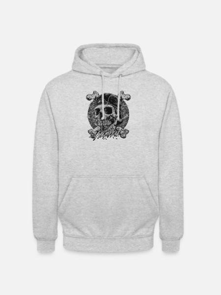 Crâne de tabagisme - Sweat-shirt à capuche unisexe - gris clair chiné