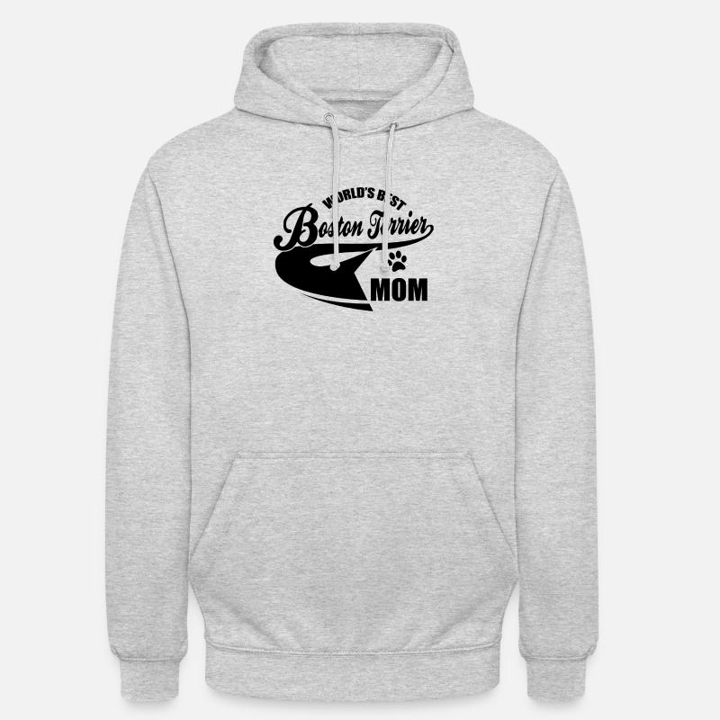 Boston Terrier Mom - Sweat-shirt à capuche unisexe - gris clair chiné