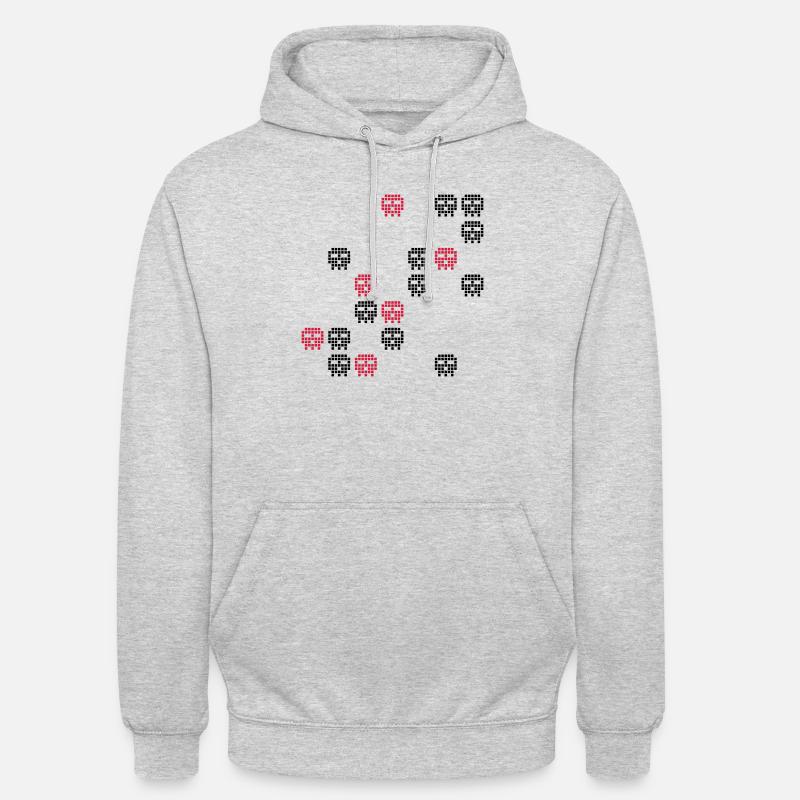 Pixel Skull Gaming Screen - Unisex Hoodie - Hellgrau meliert