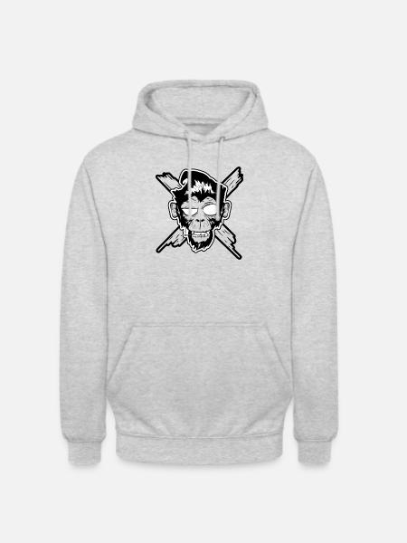Monky - Affe - Unisex Hoodie - Hellgrau meliert
