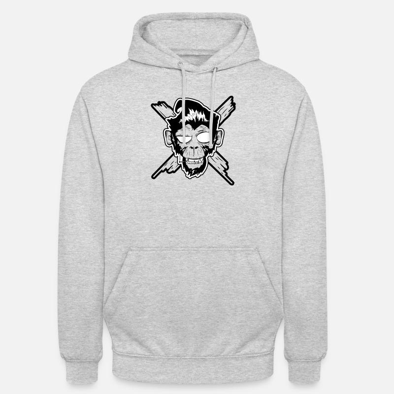 Monky - Affe - Unisex Hoodie - Hellgrau meliert