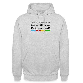 Kruh Ellört! Kreuzfahrt Seenotrettungsübung SNRÜ - Unisex Hoodie - Hellgrau meliert - Vorne - Alina (178cm) & Michal (187cm)