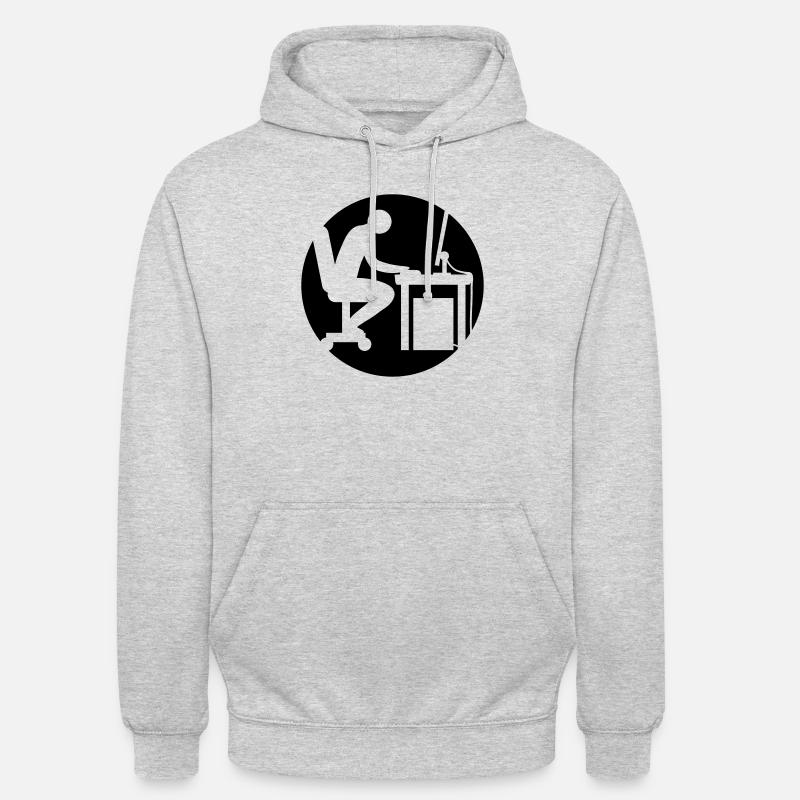 Computer Schreibtisch Nerd Logo - Unisex Hoodie - Hellgrau meliert