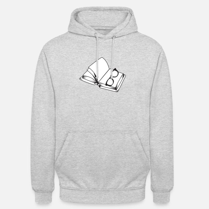 Buch mit Brille - Unisex Hoodie - Hellgrau meliert