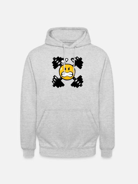 Smiley Weight Lifting - Unisex Hoodie - light heather grey