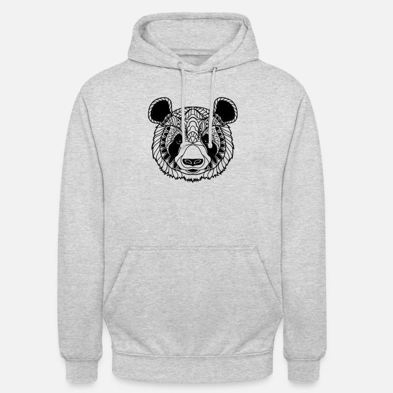 Cute Panda Face Illustration - Sweat-shirt à capuche unisexe - gris clair chiné