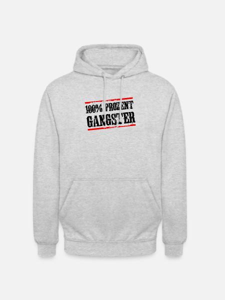 gangster 100 prozent - Unisex Hoodie - Hellgrau meliert