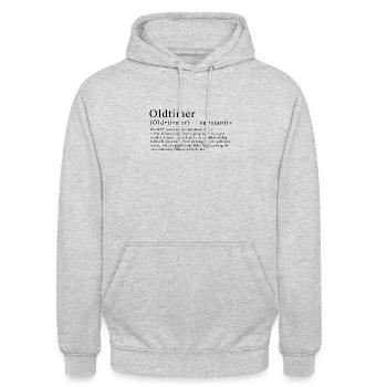 Oldtimer Definition - Klarheit für alle - Unisex Hoodie - Hellgrau meliert - Vorne - Alina (178cm) & Michal (187cm)