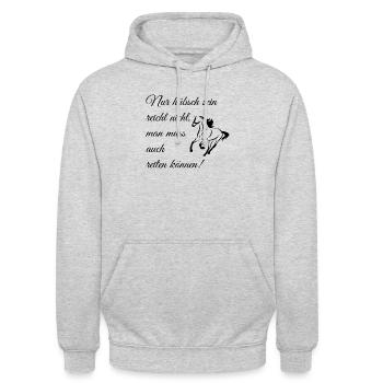 Reitermädchen T-Shirt Pferdesprüche - Unisex Hoodie - Hellgrau meliert - Vorne - Alina (178cm) & Michal (187cm)