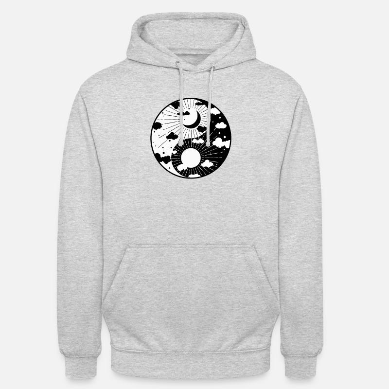 Soleil et Lune/ Lune et Soleil - Sweat-shirt à capuche unisexe - gris clair chiné
