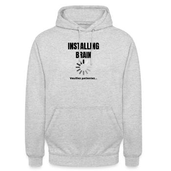 Installing brain - Unisex Hoodie - light heather grey - Front - Alina (178cm) & Michal (187cm)