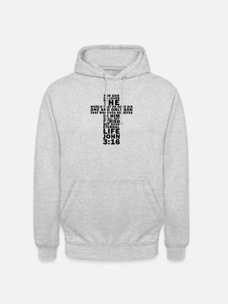 John 3:16 Bible Verse Cool Christian Shirts - Unisex Hoodie - light heather grey