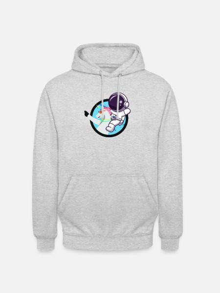 Astronauten-Einhorn - Unisex Hoodie - Hellgrau meliert